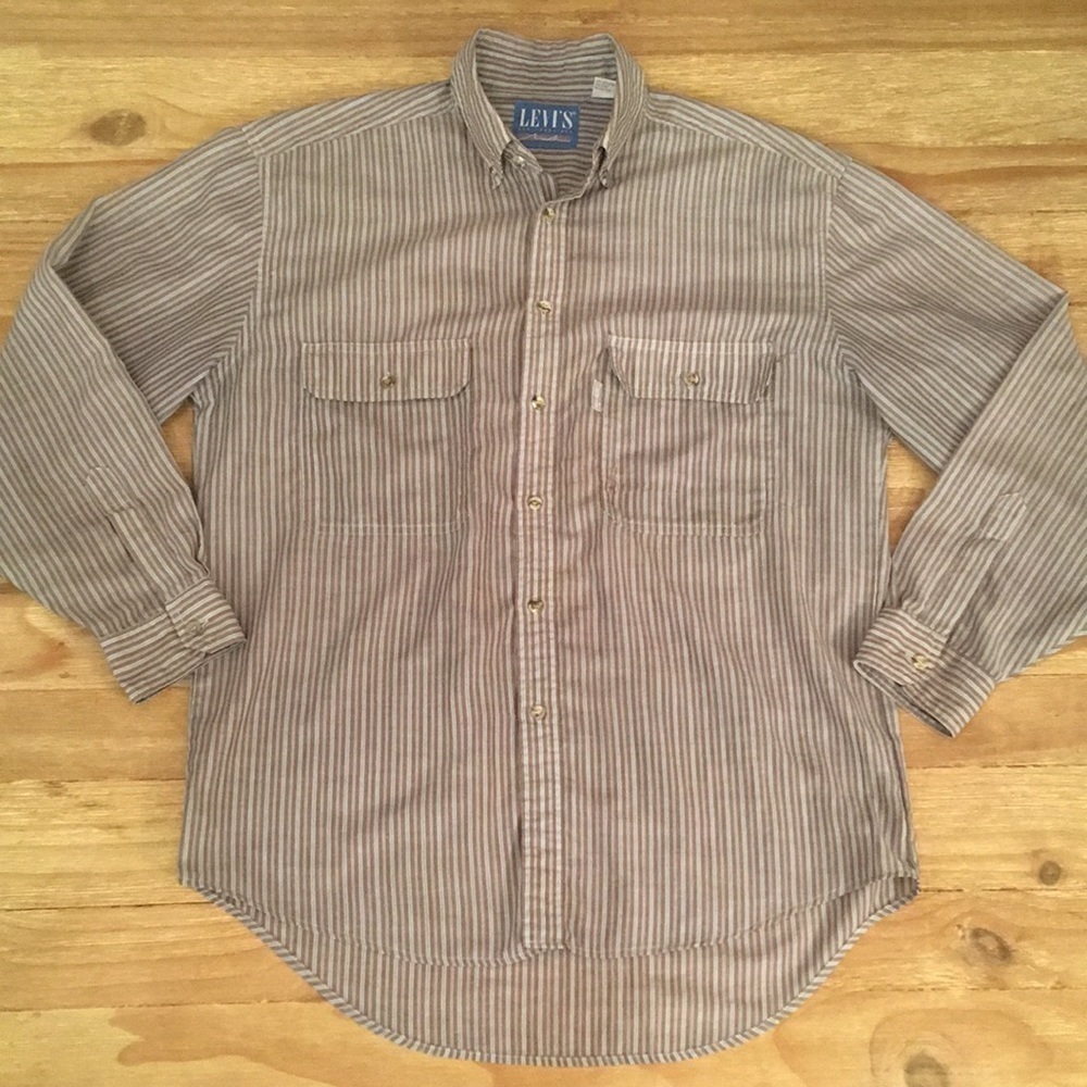 Levi's Striped Button Up Shirt Vintage Big E